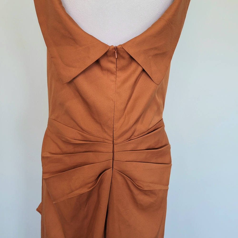 NWT Burnt Orange Ruffle Wedding Bridal Bridemaids Gala Formal Gown Dress Size 16 - Picture 10 of 16